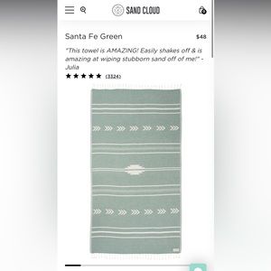 Sand Cloud Santa Fe Green towel, NWT